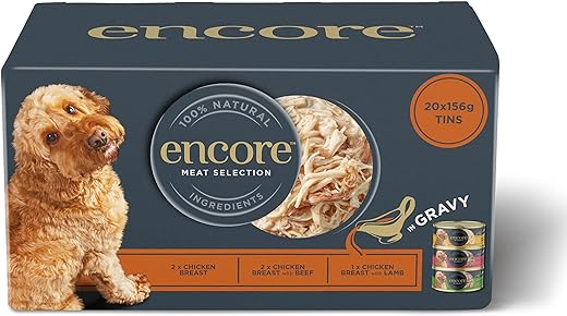 Encore 100% Natural Wet Dog Food, Grain Free, Multipack Meat Selection in 156g (Pack of 20)